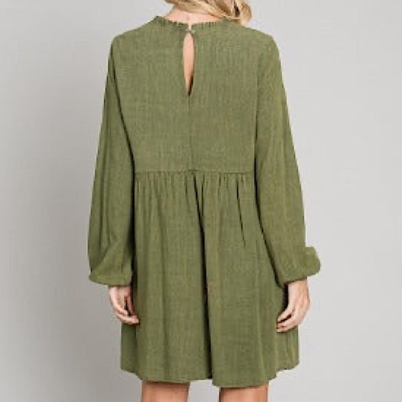 Washed Gauze Ruffled High Neck Dress by Heyson - Picture 4 of 13